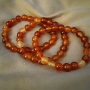 GENUINE RED CALCIDIAN GEMSTONE BRACELET SET OF THREE 6 TO 9 IN